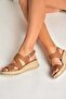 Y555210403 Tan Genuine Leather Women's Sandals - 3