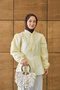Women's Scarf Collar Detail Short Shirt Yellow - 5