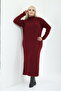 Burgundy Half Turtleneck Knitted Dress - 6