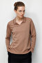 Women's Polo Collar Embroidered Fine Knit Blouse Moka - 3