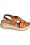 Y555210603 Tan Genuine Leather Women's Sandals - 7