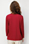 Women's Crew Neck Embroidered Collar Edge Combed Cotton Blouse Cherry - 3
