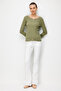 Women's Crew Neck Collar and Sleeves Embroidered P Cotton U Combed Cotton Blouse Khaki - 5