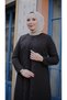 Plus Size Fan-Embellished Mother's Dress with Stone Detail - 2