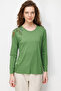 Women's Crew Neck Embroidered Combed Cotton Blouse A.Green - 4