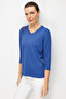 Women's V-Neck Embroidered Combed Cotton Blouse Indigo - 3