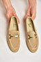 Y291262402 Beige Suede Buckle Detail Women Ballet Flats
