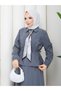 Zippered Tie-Down Detailed Shirt & Skirt with Scarf Hijab Set Rc9032 - 8