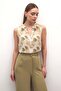 Sleeveless V-Neck Blouse - Khaki - 6