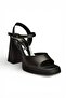 Y246055004 Black Fabric Thick Platform Heeled Evening Dress Shoes - 7