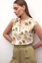 Sleeveless V-Neck Blouse - Khaki - 4