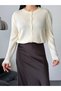 Lace Detailed Crew Neck Long Sleeve Premium Knitwear Cardigan - 3