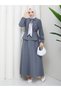 Zippered Tie-Down Detailed Shirt & Skirt with Scarf Hijab Set Rc9032 - 5