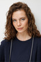 Women's V-Neck Lace-Like Knit Open Front Fine Knit Cardigan Dark Blue - 2