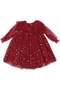 Girl's Red Gold Star Patterned Tulle Piece Dress - 2