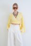 Women's yellow Double-Breasted collar spanish sleeve c Cropped blouse alc-x15427 - 4