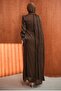 Brown Cape Detailed Draped Stoned Evening Dress - 5