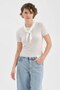 Women's Wool Piece Knitwear Scarf Detailed Design Short Sleeve Blouse