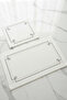 Self Ecru Embroidered 2-Piece 100% P Cotton Bath Mat Set, Washable