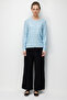 Women's Crew Neck Small Diamond Patterned Fine Knit Cardigan B.Blue - 5