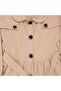 Girl's Beige Buttoned Long Sleeve Dress with Belt Buttons - 2