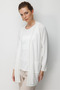 Women's V-Neck Lace-Like Knit Open Front Fine Knit Cardigan Bone