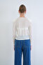 Ecru Degaje Collar Padded Transparent Knitted Blouse Alc-X15335 - 6