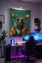 Futuristic Deer Wall Covering– High-Quality Fabric, Gamer Room Decor Tapestry Wall Rug Si