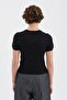 Women's Wool Piece Knitwear Scarf Detailed Design Short Sleeve Blouse - 3
