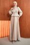 Mink Beli Volan Detailed Stoned Janjan Satin Evening Dress