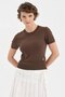Women's Wool Piece Knitwear Scarf Detailed Design Short Sleeve Blouse - 4