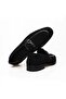 Black Color Laceless Genuine Leather Suede Men's Shoes - 2