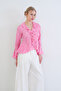 Pink V-Neck Spanish Sleeve Ruffle Blouse Alc-X15430 - 5