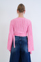 Women's Pink Double-Breasted Collar Spanish Sleeve C Cropped Blouse Alc-X15427 - 7