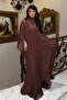 Brown Marika Cape Detailed Pleated Long Event Dress Ate-4790