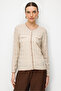 Women's Crew Neck Small Diamond Patterned Fine Knit Cardigan Beige - 2