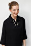 Women's Collar Embellished Dress Black - 3