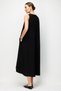Women's V-Neck Strappy Long Linen Look Dress Black - 4