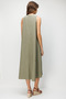Women's V-Neck Strappy Long Linen Look Dress Khaki - 6