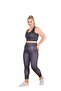 Women's Black Plus Size Geometric Patterned Sports High Waist Leggings Bustier 2-Piece Set