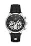 Men's Black Leather Cord Black Dial Multifunction Wristwatch 2-Year Warranty