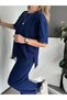 Egzoti̇k Asorti̇k Women's Short Sleeve Baseb Size Blouse with Lace Sleeves, Including Sleeves on the Sleeves, Hem, and Pants, and La on the Waist. - 7