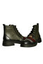 Black Leather Combination Women's Lace-Up Casual Boots - 3