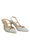 Mink White Leather Knitted Open Back Women's Heeled Shoes - 3
