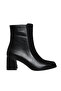 Black Leather Women's Heeled Boots