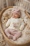 5-Piece Newborn Girl Baby Hospital Discharge Set with Flower-Embellished Collar and Flower/Newborn Girl Zibin Set - 4