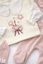5-Piece Newborn Girl Baby Hospital Discharge Set with Flower-Embellished Collar and Flower/Newborn Girl Zibin Set - 2