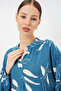 Women's Patterned Long Hijab Dress 2585 - Petrol - 5