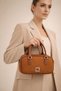 Women's Suede Textured Short Strappy Clutch Bag |   Olive Green Mt1556 - 2