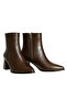 Brown Leather Women's Heeled Boots - 2